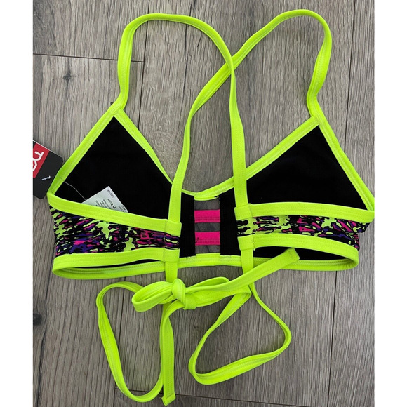 TYR DuraFast Waikiki Pacific Tieback Top Swim Top Yellow Purple - Size XS 0/2 - Picture 3 of 8